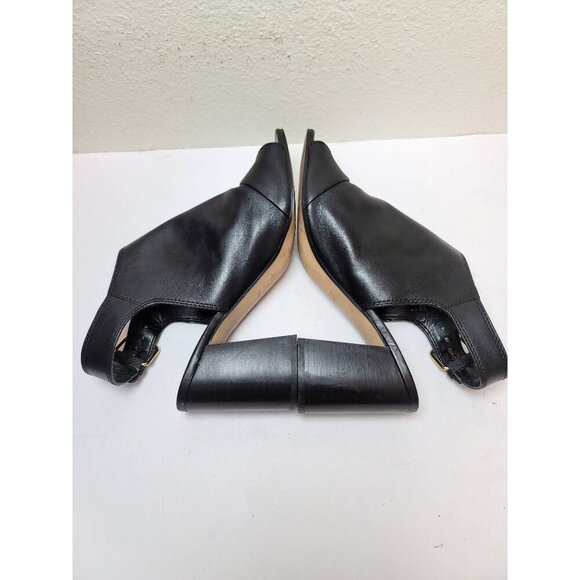 Aldo Women's Black Leather Open-Toe Block Heeled Sandals With Ankle Strap Size 1 - Picture 6 of 10